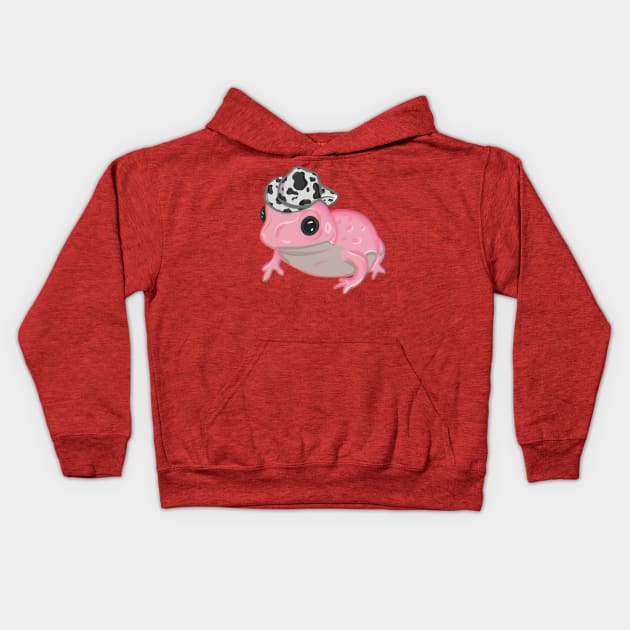 Pink Frog Wearing Cowboy Hat Kids Hoodie by RoserinArt